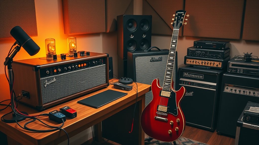 organized re amping equipment setup