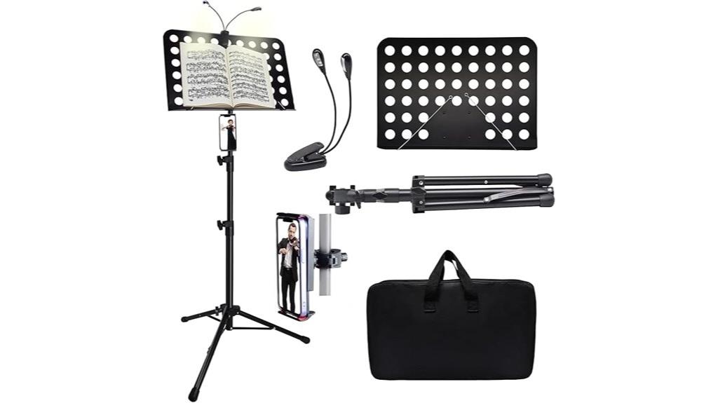 adjustable music stand with light