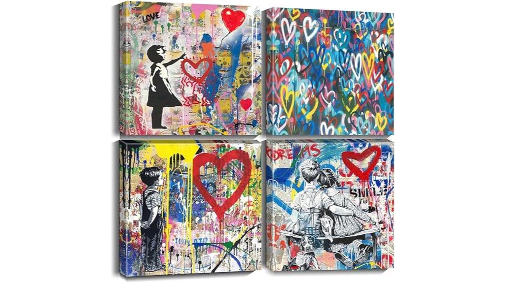 banksy graffiti canvas set