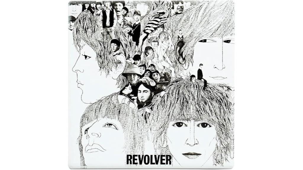 black and white beatles coaster