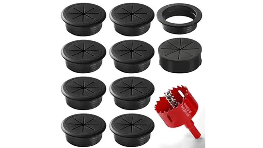 eight 2 inch desk grommets