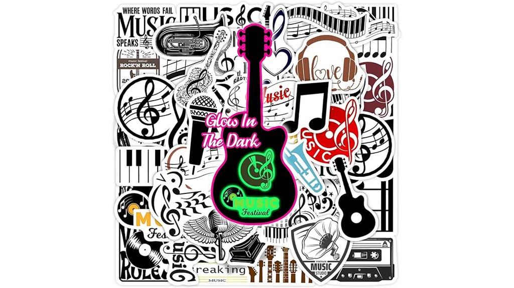 glow in dark music stickers