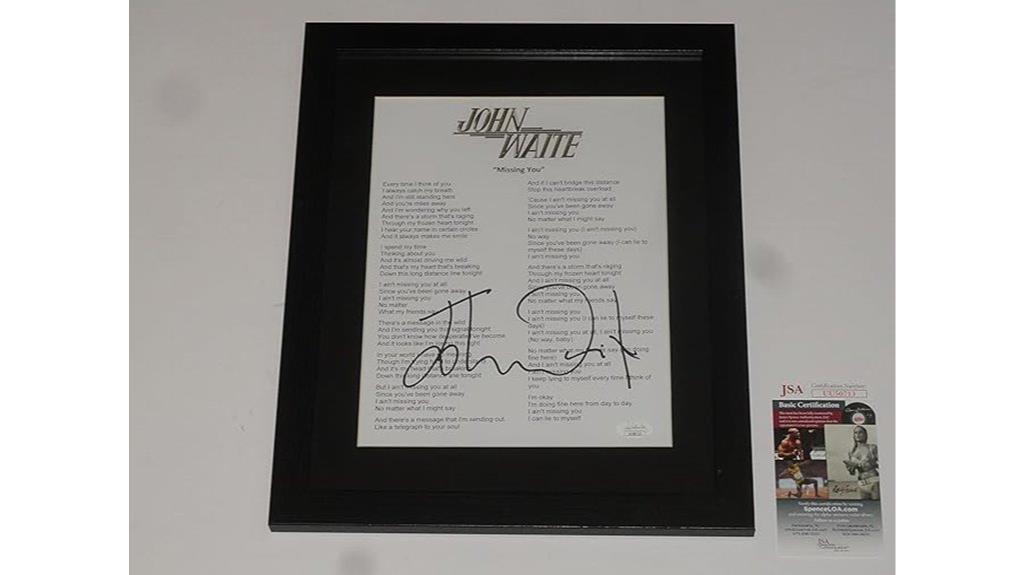 john waite signed lyric sheet