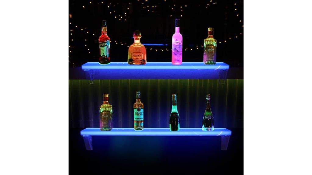 lighted liquor display shelves