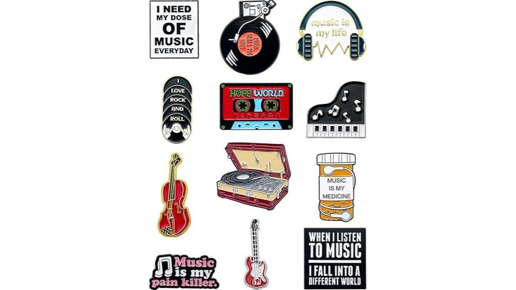 music themed enamel pin set