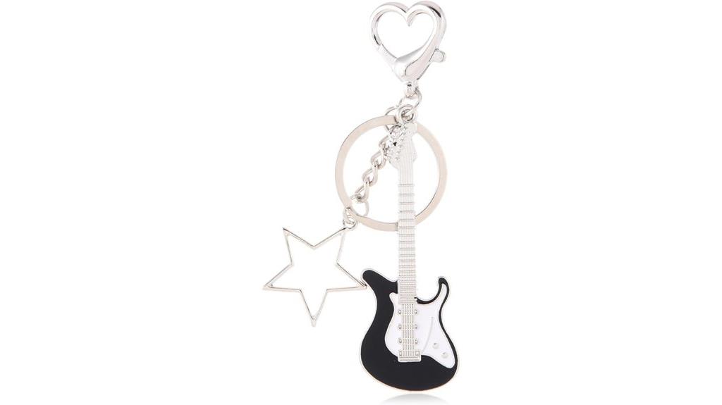 punk guitar music keychain