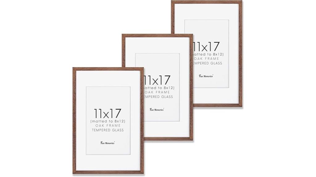 set of three oak frames