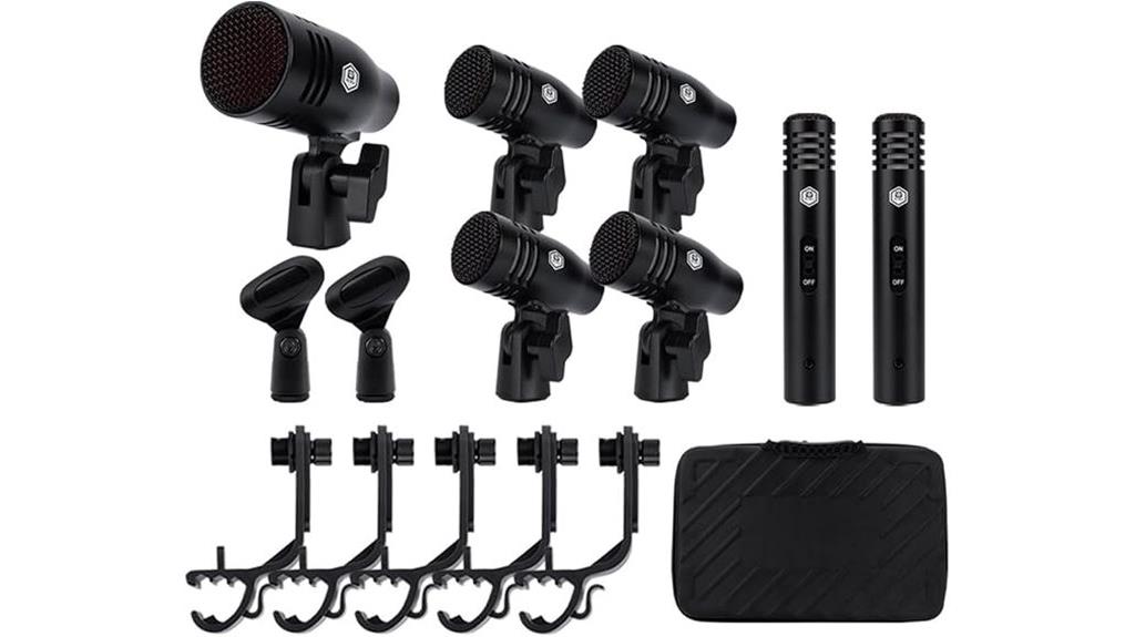 seven piece wired drum microphone set