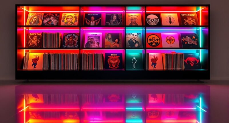 top led vinyl shelves