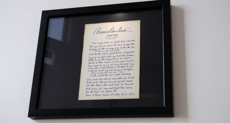 top lyric sheet framing ideas