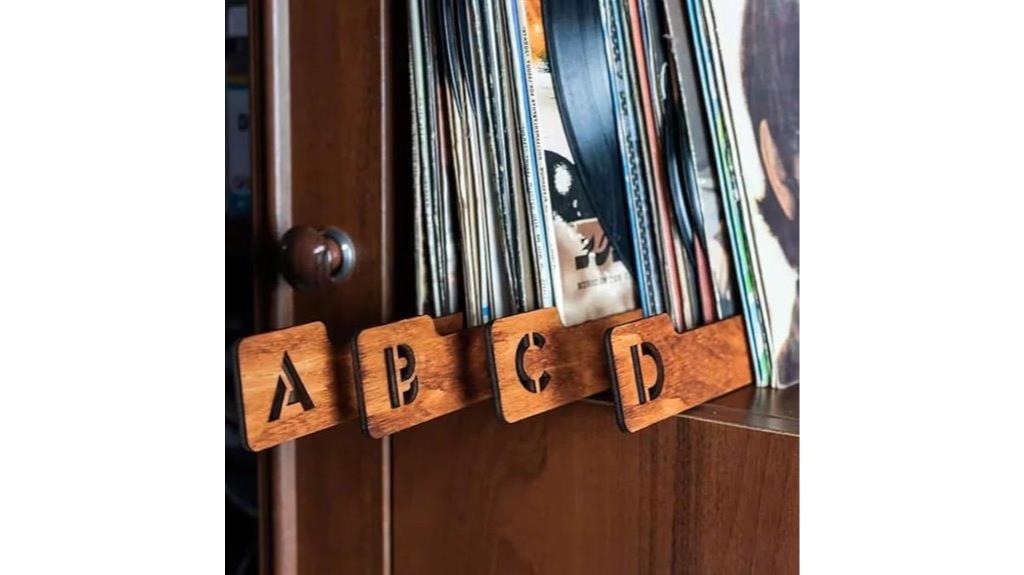 wooden alphabetical record dividers