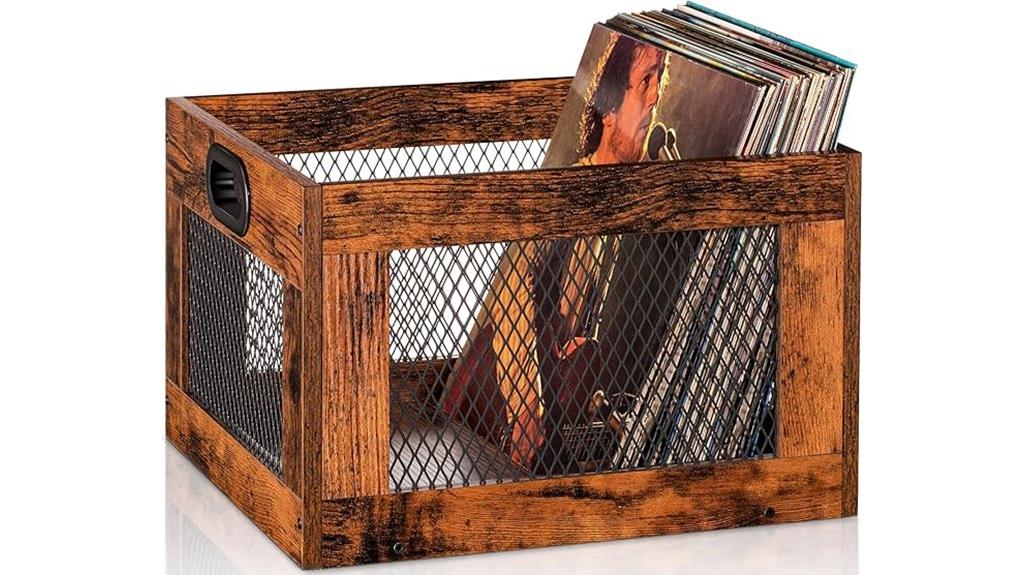 wooden vinyl record organizer