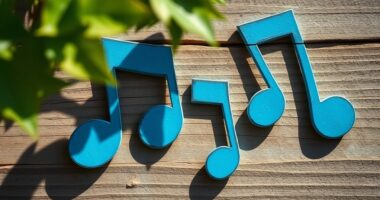 expressive blue musical notes