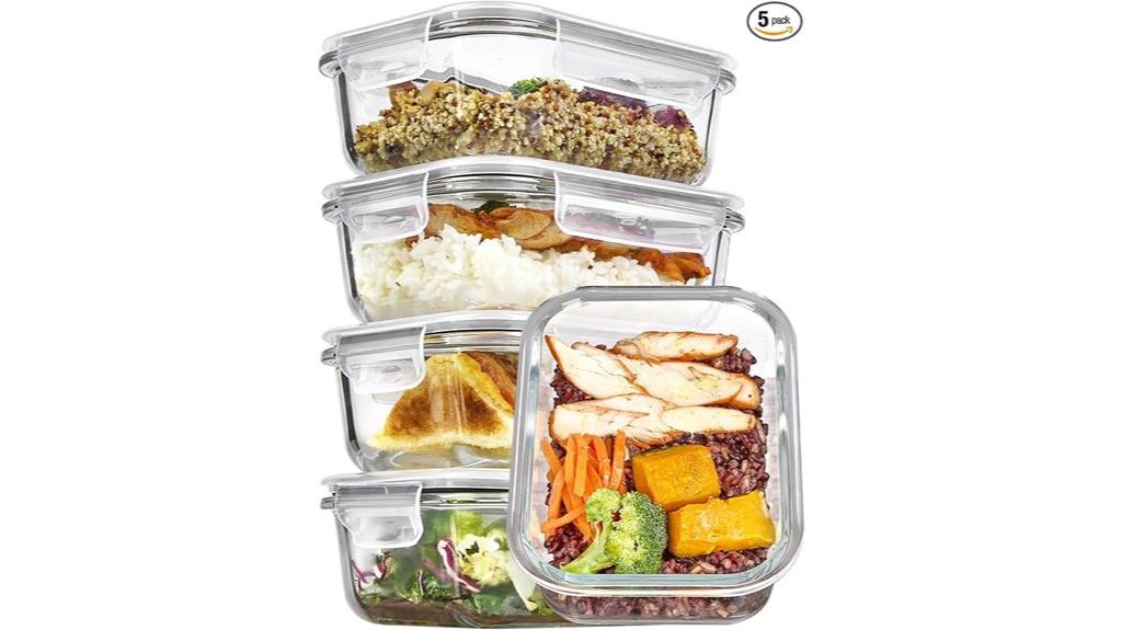 five glass food containers