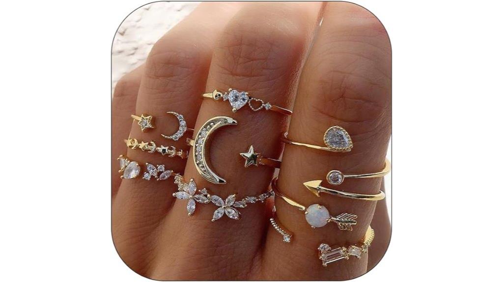 trendy gold ring set